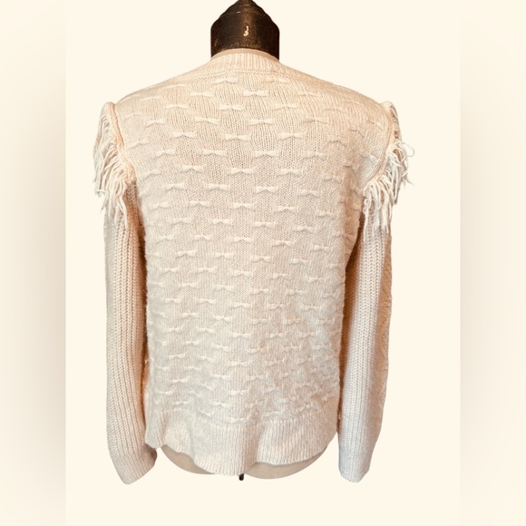 CHELSEA & VIOLET Ivory Fringe Sweater Women’s Size XL 3% Wool - Picture 2 of 5